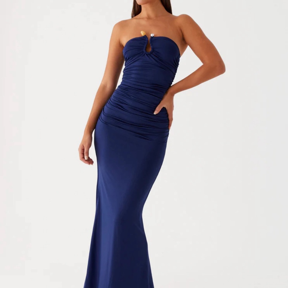 Peppermayo Blue Strapless Gown for Prom